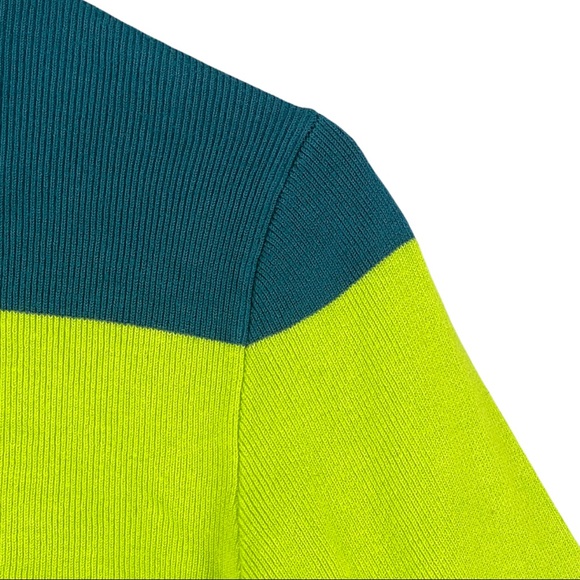 Victor Glemaud X Target Striped Mock Turtleneck Pullover Sweater Teal/Lime Sz M - Picture 8 of 11